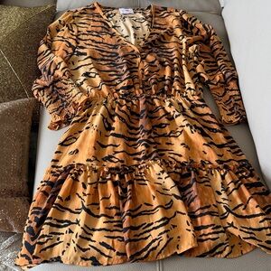 Buddy Love Tiger Print Mini Dress - Orange & Black size Medium.